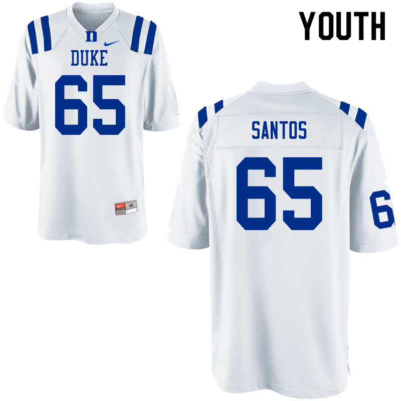 Youth #65 Julian Santos Duke Blue Devils College Football Jerseys Sale-White